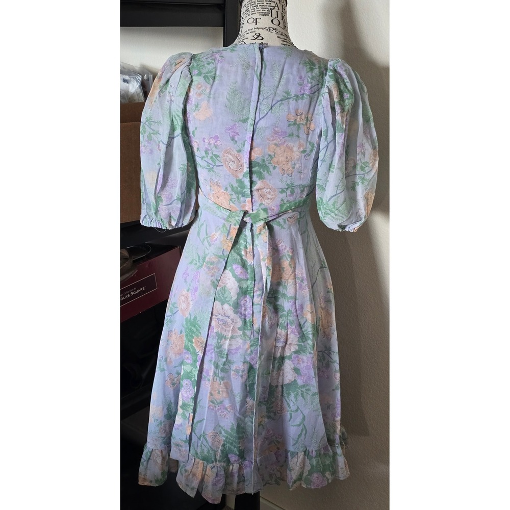 Jody of California Dress Womens XS Purple Vintage 70s Floral Prairie Cottagecore - Picture 5 of 16